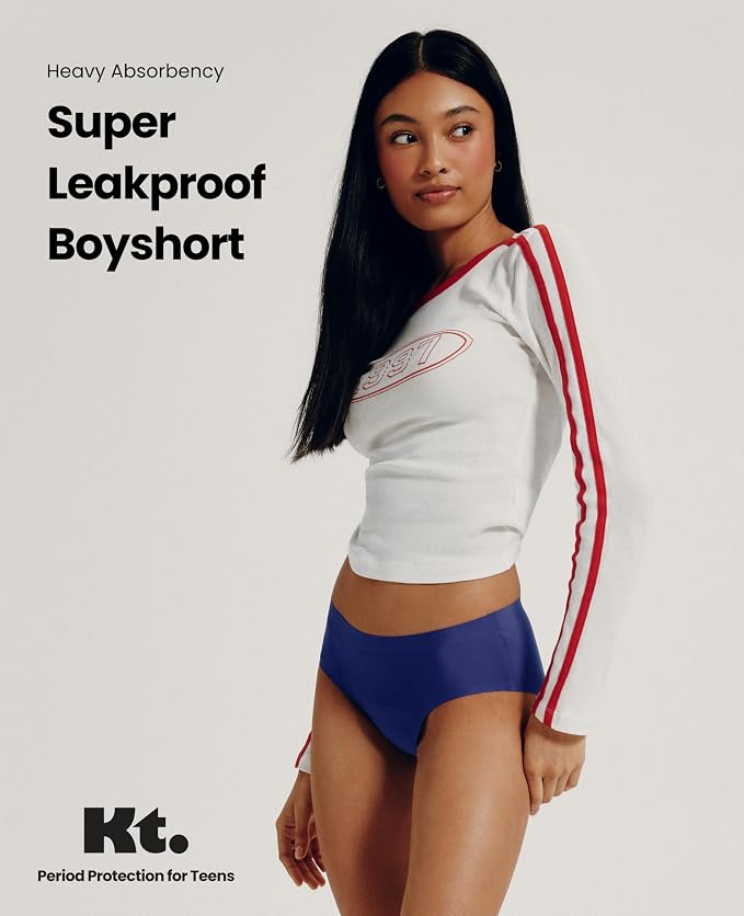 Kt by Knix Super Leakproof Boyshort - Period Underwear for Teens - Black, (1 Pack)