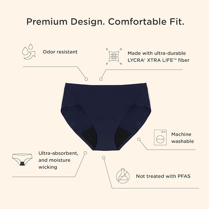 saalt Seamless Brief Leakproof Period Underwear for Women | Comfortable, Thin, and Keeps You Dry from All Leaks, Reusable & Washable Women's Period Underwear