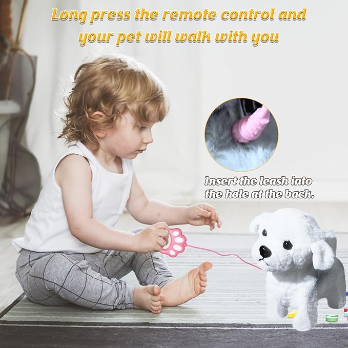 Puppy Toys for Kids, Toy Dogs That Walk and Bark, Walking Dog Toy for Kids with Leash, Interactive Stuffed Puppy with Remote Control, for Girls and Boys Aged 3-7 Year Old