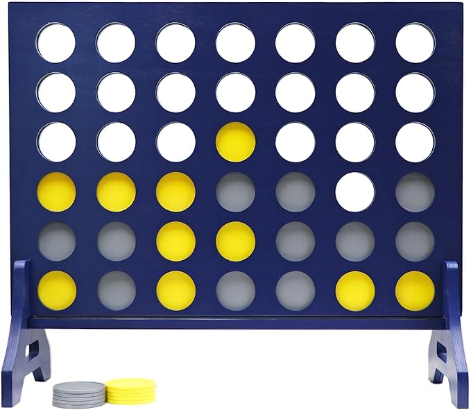 Tailgating Pros Premium Navy Giant Four in a Row with Carrying Case - Jumbo Oversized Outdoor Yard Game - Connect Multiple Pucks in a Row to Win - Many Puck Colors Available!