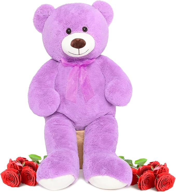 MorisMos Giant Teddy Bear Stuffed Animal 3 ft, 36'' Big Teddy Bear Toy,Lavender Teddy for Girlfriend Valentine's Gift,Large Stuffed Animal for Kid Birthday Christmas Baby Shower,Purple