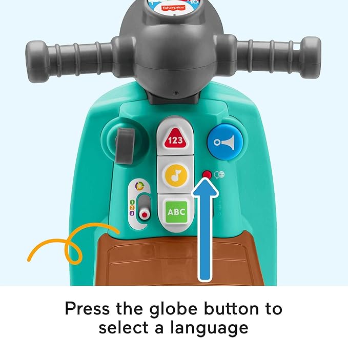 Fisher-Price Laugh & Learn Toddler Ride-On Toy, Smart Stages Cruise Along Scooter with Lights Music and Learning for Ages 1 Year and Up (Amazon Exclusive)