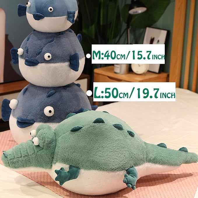 Puffer Fish Stuffed Animals 19.7'' Funny Stuffed Animals Soft Plushies,Chubby Puffer Fish Plush Toy,Unique Fat Pufferfish Stuffed Animals for Girls Kids Boys Birthday