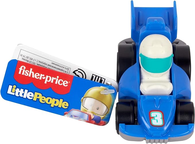 Fisher-Price Little People Wheelies Race Car - GMJ21 ~ Blue #3 Grand Prix Racer