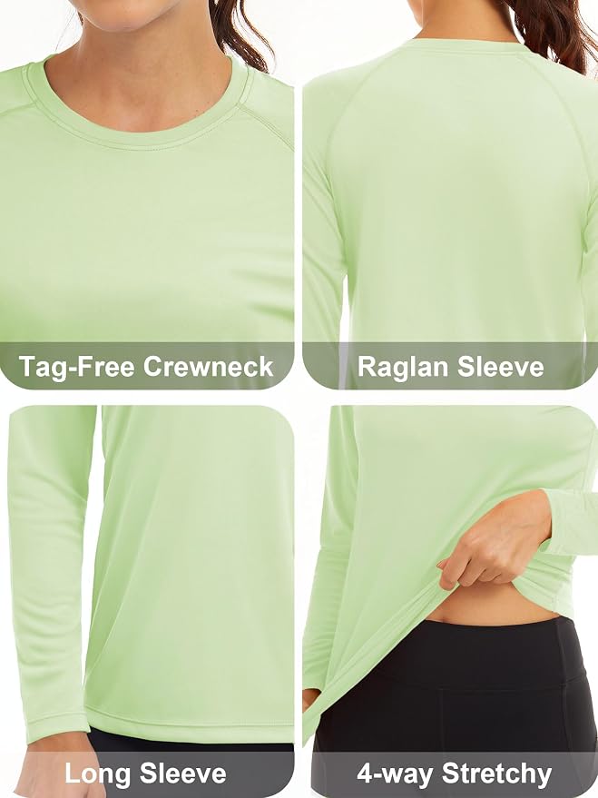 MAGCOMSEN Women's Long Sleeve Shirts UPF 50+ Sun Protection Shirts for Hiking Fishing Workout Rash Guard
