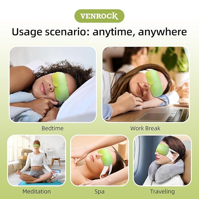 Venrock Lutein Self-Heating Steam Eye Mask 10 Packs - Heated Warm Compress for Dry Eyes, Dark Circles & Puffiness, Disposable SPA Sleep Mask, Travel Essentials & Relaxation Gifts