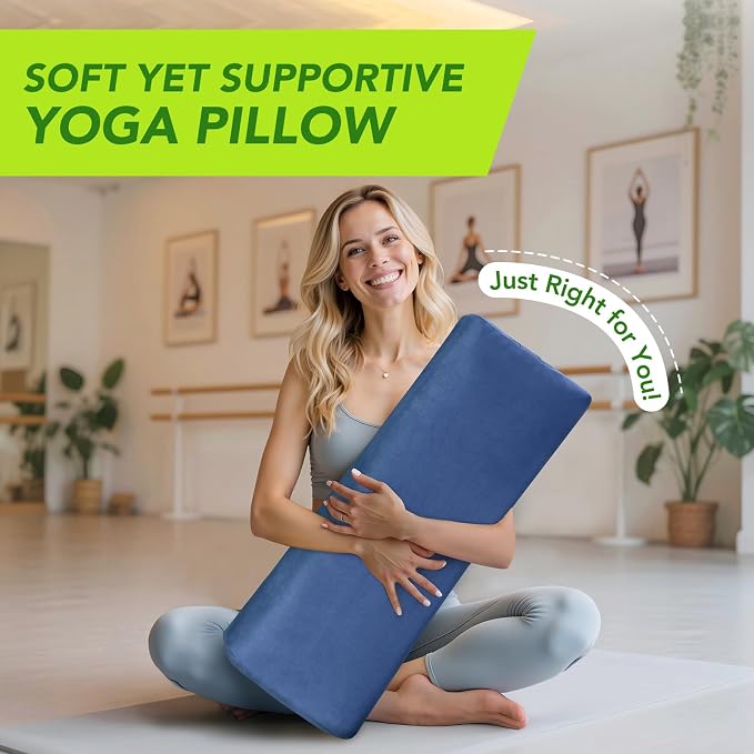 Wellsin Rectangular Yoga Bolster - Meditation Pillow with Washable Suede Cover, 27"X10" X5.5"