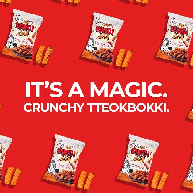 Surasang Tteokbokki Chips, Korean Sweet and Spicy Puffs | Crispy Korean Chips, Street Food Flavor, Korean Snacks Tteokbokki Taste, Pack of 1