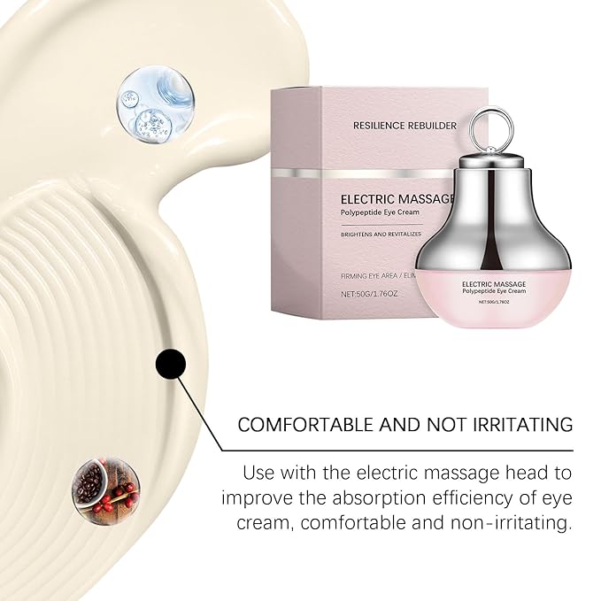 Electric Massage Eye Cream for Dark Circle,Electric Massage Polypeptide Eye Cream,Under EyeCream Firm and Smooth Fine Lines with Gentle Vibration for Firming Hydrating and Refreshing (1.76oz)