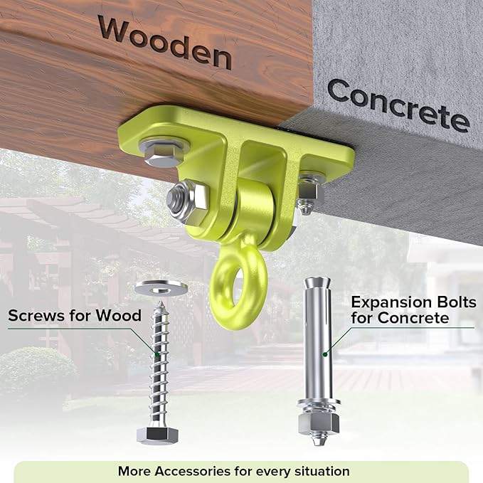 Swing Hangers for Wooden Sets Pack of 2 Heavy Duty Swingset Hardware with Locking Hooks for Porch, Patio, Playground Indoor/Outdoor by Highpro