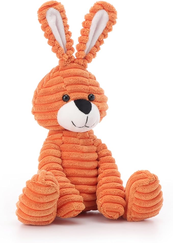 Apricot Lamb Orange Corduroy Bunny Stuffed Animals for Kids, Soft Cute Plush Toys for Baby Girl and Boy, 9 Inches