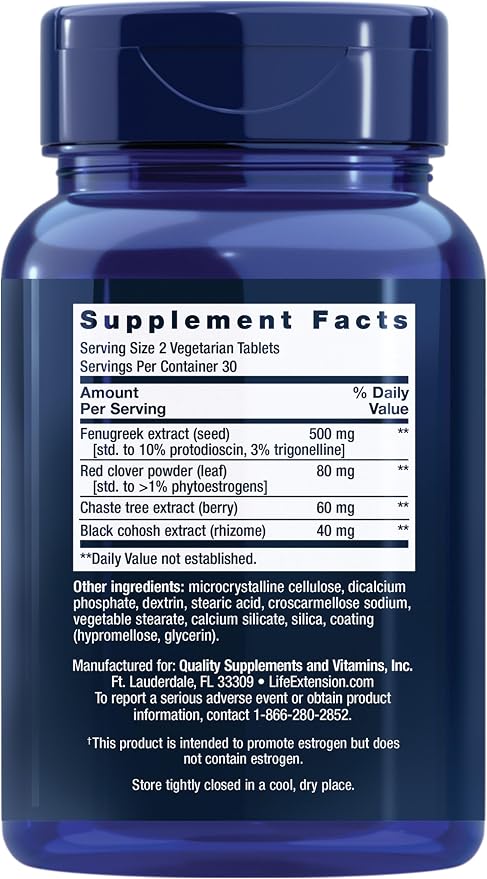 Life Extension Estrogen Balance Elite, Menopause Support Supplement, Hormone Balance, hot Flashes, Night Sweats, Vaginal Dryness, Gluten-Free, Non-GMO, Vegetarian, 60 Tablets.