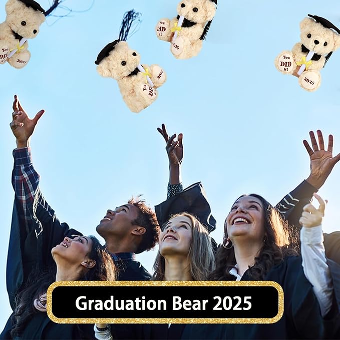 Class of 2025 Gifts Graduation Plush - Graduation Bear with Cap & Diploma, High School Graduation Gifts Cute Preschool Graduation Teddy Toy Gift for Girls Boys - 8 Inches Grad Bear (You Did It)