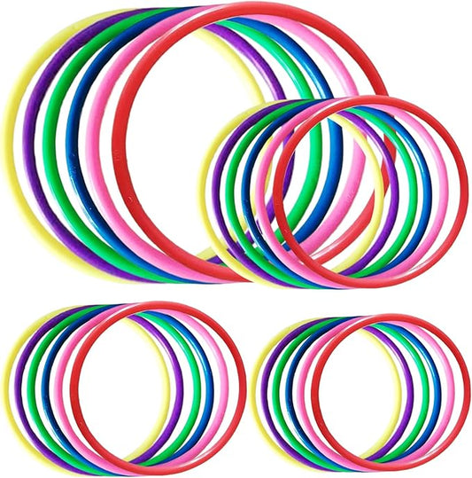 24PCS 4 Sizes Plastic Ring Toss Game Set - Outdoor Yard Games for Family Party, Speed & Agility Training Toys for Kids Adults - Includes Carnival Birthday Bridal Shower Party Favors (Colors May Vary)