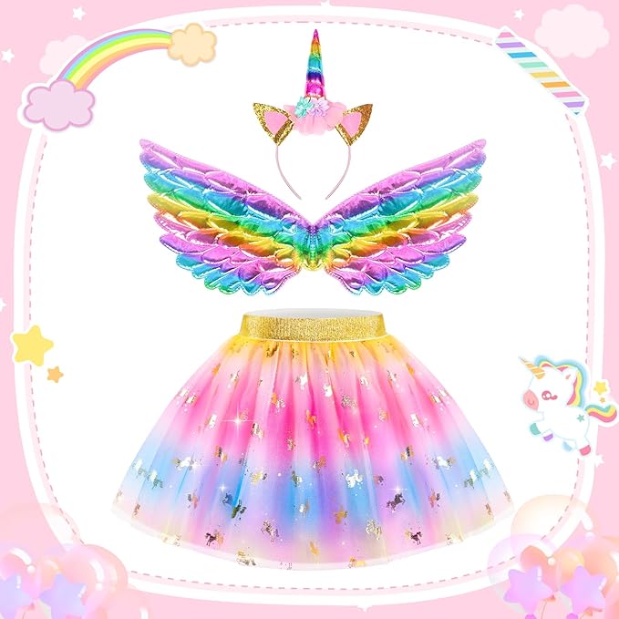 Kids Dress Up Clothes for Little Girls, Toddler Dress Up Costumes Tutu Princess Cape Crown Glove, Wing, Headband Pretend Play Princess Toys Gift for Girls 3 4 5 6
