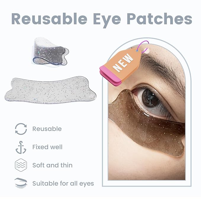 PERMANIA Under Eye Patch Silicone 4 Pcs for Korean Lash Lift & Lash Extensions Remover, Reusable and Soft Makeup Beauty Tool (Black+Transparent)