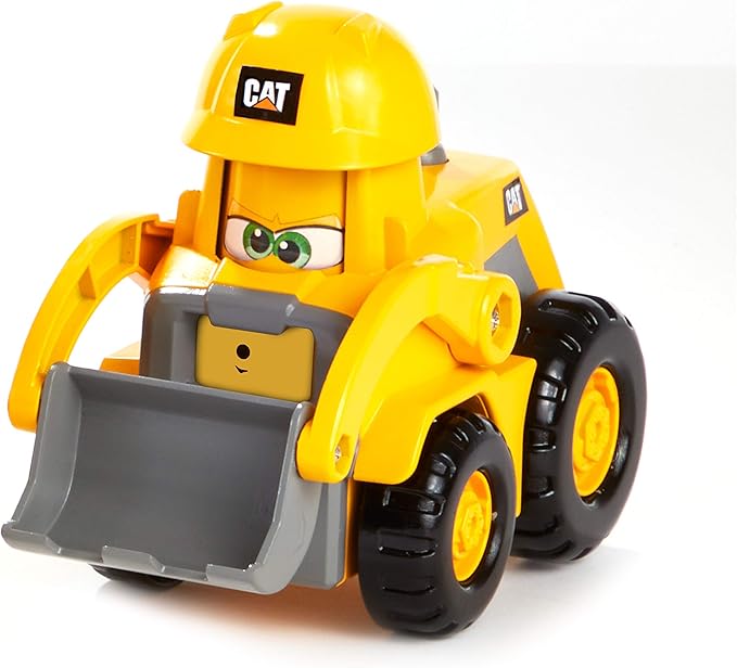 CAT Construction Toys, Junior Crew Construction Pals Front Loader Educational Preschool Vehicle with Kid Vroom Sounds and Animated face. for Ages 2+