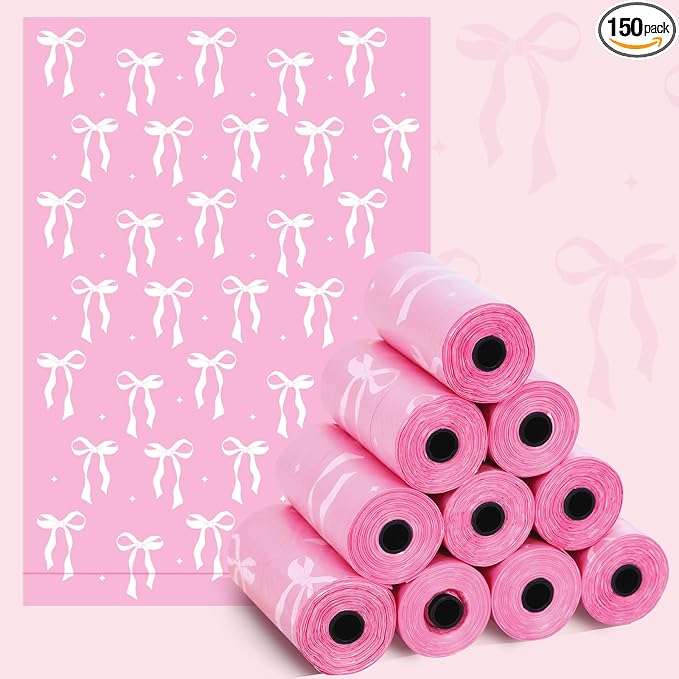 150 Pcs Sanitary Napkin Disposal Bags Lavender Scented Pink Bow Disposable Sanitary Bag Personal Care Disposal for Tampons Trash Bag Disposable Mini Bags for Women Privacy Handling Bag Diaper Sack