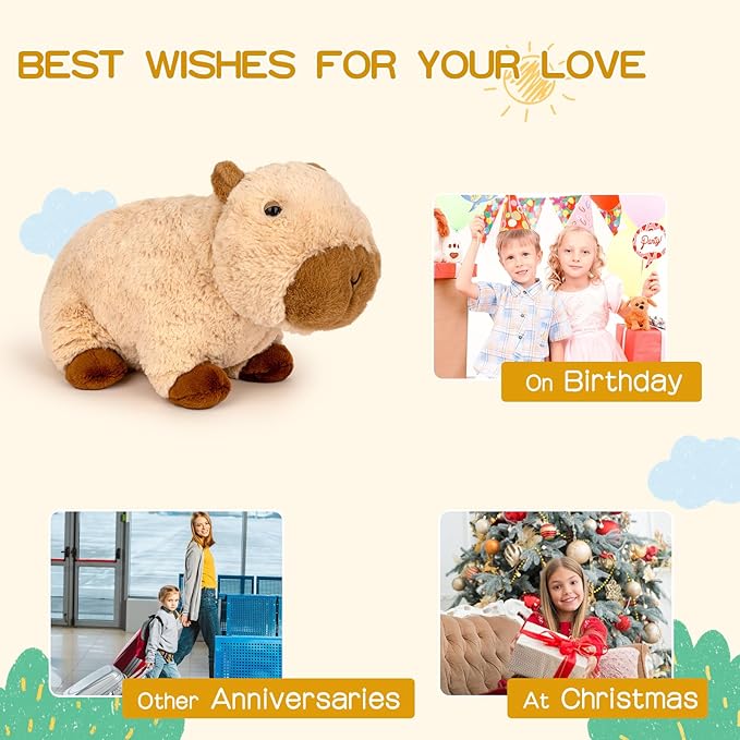 Large Plush Capybara Stuffed Animal Cute Plushie Soft Capybara Plushie Pillows Birthday Gift for Kids(17.7Inch)