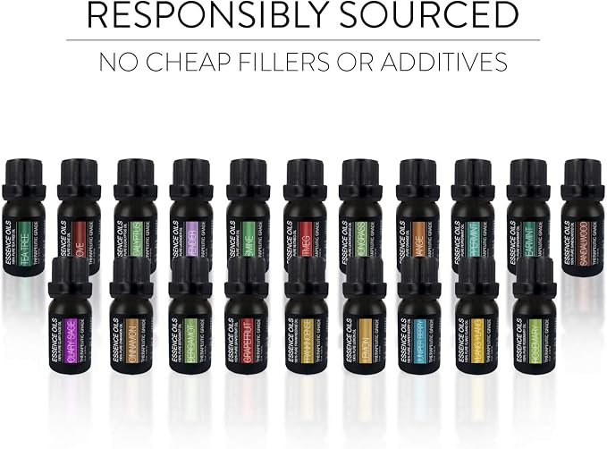Aromatherapy Essential Oil Diffuser Gift Set with 20 Oils and Rotating Display Stand - 400ml Ultrasonic Diffuser with 20 Essential Plant Oils - 4 Timer & 7 Ambient Light Settings