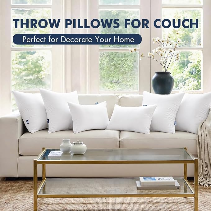 MIULEE 14x22 Throw Pillows Inserts 2 Pack, Decorative Pillows for Couch Bed | 100% Virgin Filling, Full and Fluffy, Lumbar, Back and Neck Support