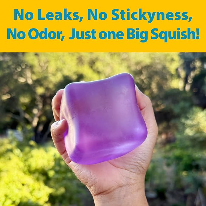 Premium Big Block Squeez'M Cube – 35% Larger Squishy Toy for Kids & Adults– Giftable for Unique Holiday, Birthday & Office Gift – Focus & Fun – US Brand & Instant Replace Policy, 3+(Purple Cube)