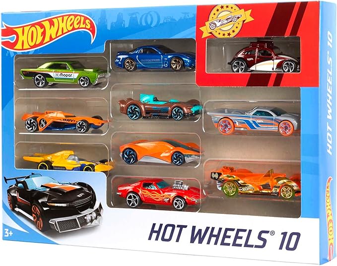 Hot Wheels Set of 10 1:64 Scale Toy Trucks and Cars for Kids and Collectors, Styles May Vary (Amazon Exclusive)
