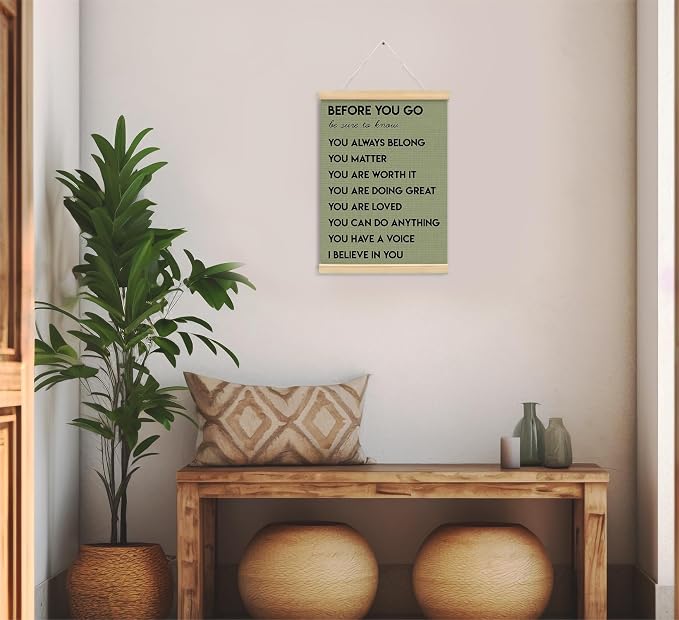 foedor Olive Green Health Positive Classroom Office Wall Art Decor,12x16 In | Affirmations Inspirational Therapist Nurse Wall Art Decor for Kids Teen Girls Room Playroom Wall Decor Wood Posters Framed