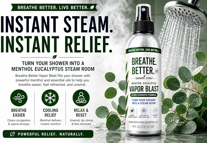 Vapor Blast - Menthol Eucalyptus Shower Steam Spray – Aromatherapy Mist – 4 oz