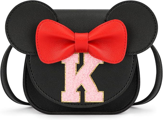 mibasies Toddler Purse Girl Gifts: Girls Birthday Gifts for 3-8 - Toys for Ages 2-4 Girls Mouse Ears Purse, Black, Letter K