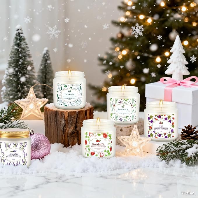 Scented Candle Set 24 Pack,White, Candle for Home Scented, Odor Eliminating, Stress Relief, Long Lasting Soy Wax Gift Set