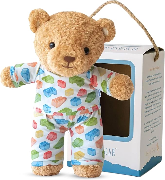 Zip N' Bear Soft Plush Teddy Bear Stuffed Animal with Building Dreams Pajamas - Zippy The Bear Cute Cuddly Plush Toy, Perfect Sensory Teddy for Kids, Toddlers - Adorable Gift & Bedtime Companion