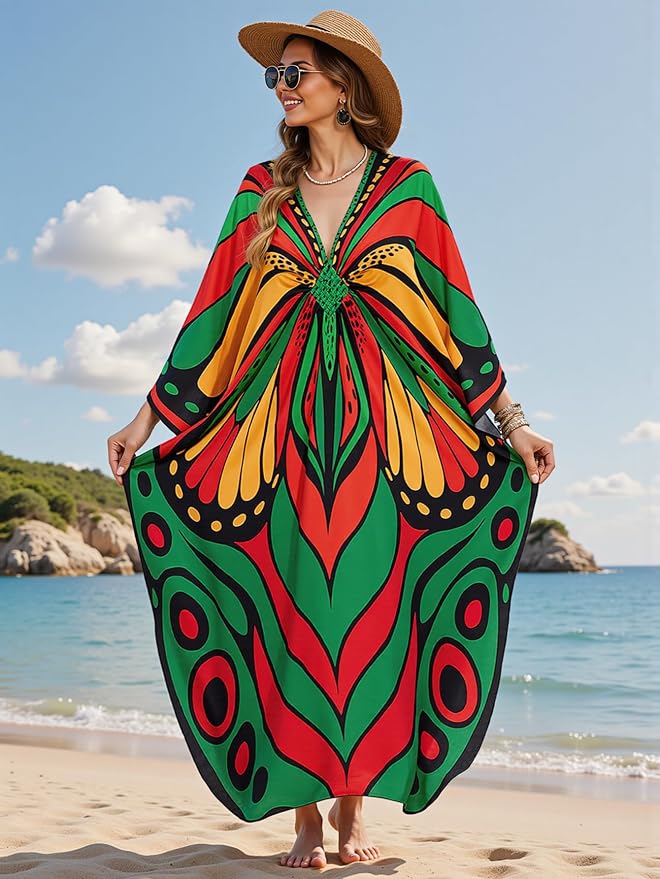 Mumu Dresses for Women Plus Size, Bohemian Kaftan Beach Cover Up Long Maxi Nightgown Soft Loungewear