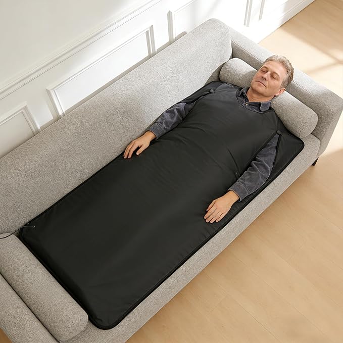 70.87 x 31.5In Portable Sauna Blanket 500W Far Infrared Sauna Blanket Foldable Sleep Bag at Home with Controller Adjustable Timer Carrying Bag for Detox Relaxation Weight Management