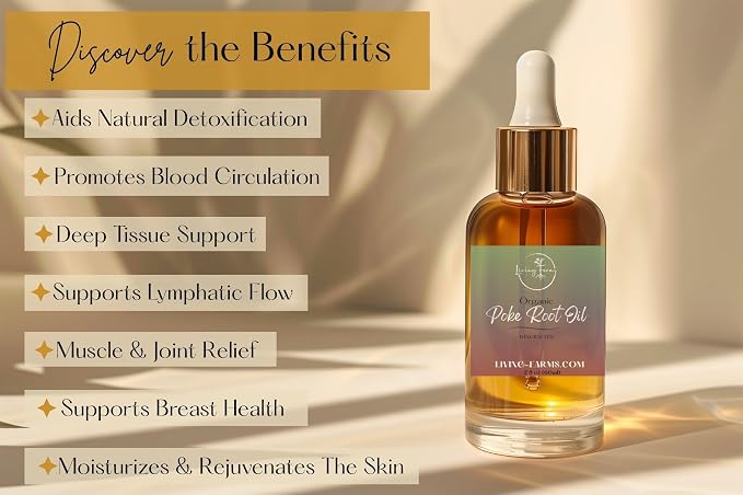 Organic Poke Root Castor Oil | Vegan Lymphatic Support | Cysts, Boils, Fibroids, Swollen Lymph Nodes, Breast & Joint | Natural Deep Tissue Massage | Made in The USA (2 Fl Oz (Pack of 1), Unscented)