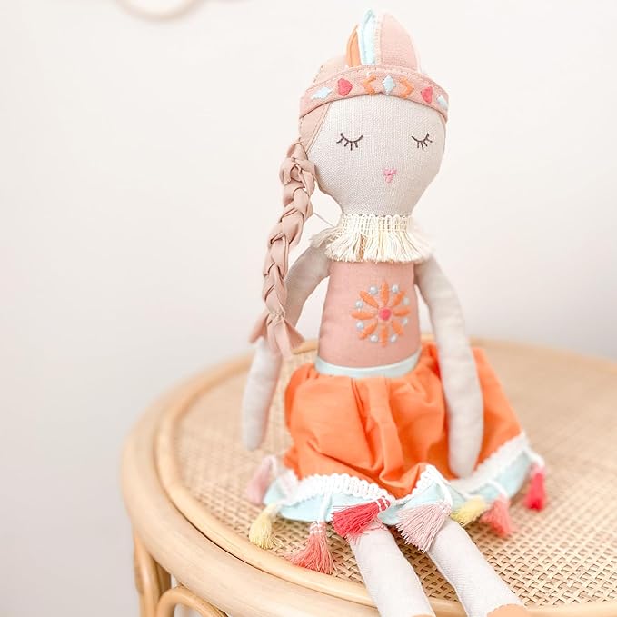 MON AMI Claire the Bohemian Princess Stuffed Doll - 15”, Plush Tribal Doll for Girls, Use as Toy or Room Decor, Gift for Kids of All Ages