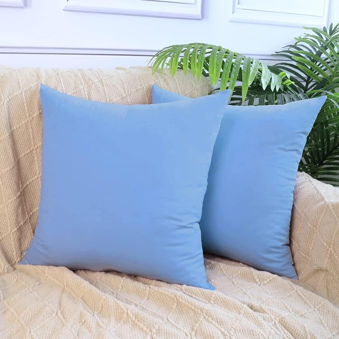 4-Pack 100% Cotton Comfortable Solid Decorative Throw Pillow Case,Thmyo Square Cushion Cover Pillowcase Sublimation Blank Pillow Covers DIY Throw Pillowcase for Sofa(20x20 inch/ 50x50cm,Sky Blue)