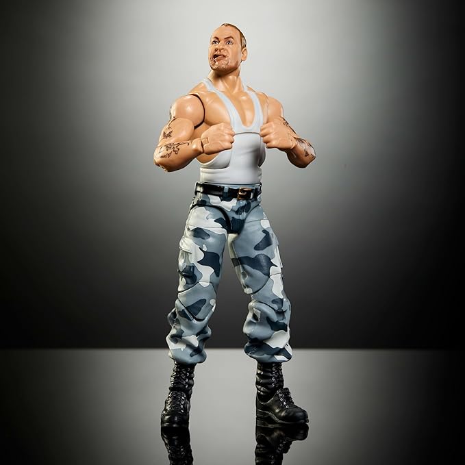Mattel WWE Elite Collection Action Figure & Accessories, Premium Live Event Bushwhacker Luke with Interchangeable Hands & Build-A-Figure Pieces