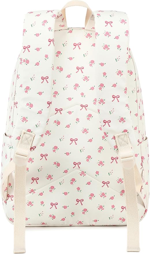 LOIDOU Backpack for Girls School Backpacks Bookbags for Elementary Middle School Women Laptop Backpacks (conquette white)