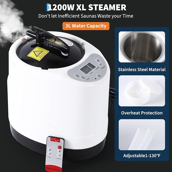 Portable Steam Sauna Box with 3L Steamer, 5-Layer Waterproof and Thermal Insulation, Folding Chair, for Home Steam Spa, Indoor & Outdoor(Black)