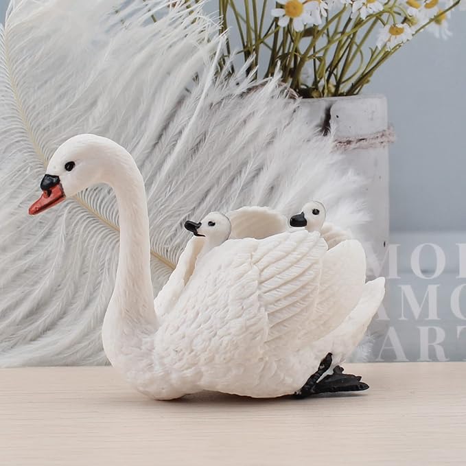 LC JoyCre White Swan Toys Geese Figurine for Kids Animal Figure for Toddlers Preschool Animals Figures Eduactional Project Diorama Model Toy for Kids 3 4 5 6