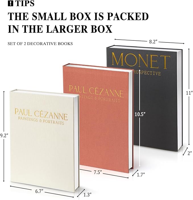 Aesthetic Decorative Books - Coffee Table Books Decor - Fake Decor Book Storage Box for Decoration - Set of 3 Linen Faux Book for Home Shelf Decor - Bookshelf Decors Photo Storage Keepsake Box