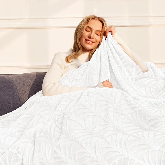 Whale Flotilla Soft Flannel Fleece Bed Blanket Queen Size, White | Cozy Lightweight Breathable Coverlet, Plush Fluffy Bedspread, Vintage Pattern Decorative Blanket for Bed, All Season, 90"x90"
