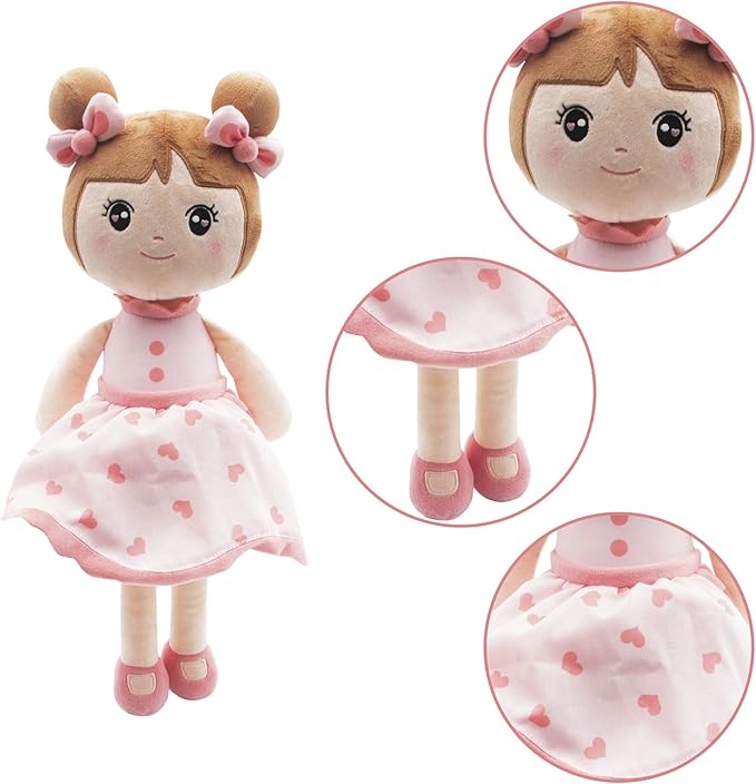 Maxshop 17'' Plush Dolls Baby Girl Toy Gifts Stuffed Doll Super Soft Plush Toy Pink with Gift Box (Pink Doll)
