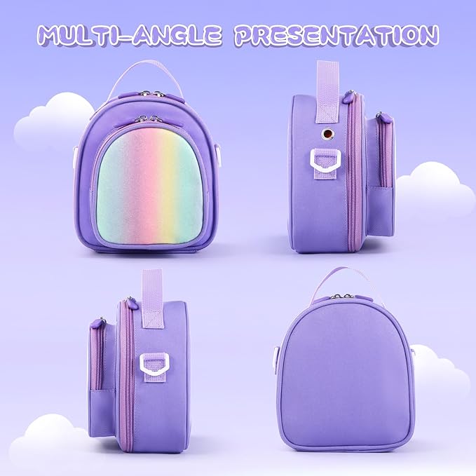 Carrying Case Compatible with Yoto Mini (2024 Edition),30 Cards Storage Bag with Handle and Shoulder Strap, Travel Storage box for Player & Headphone Accessories (Purple)