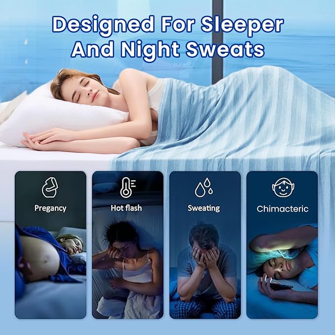 Cooling Blanket Queen Size, Arc-Chill Q-Max >0.5 Cool Fiber, Summer Cooling Blanket for Hot Weather, Keeps Body Cool for Night Sweats, Soft Lightweight Sofa Couch Blankets for Kid Adults