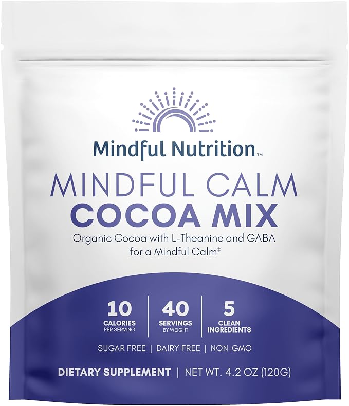 Mindful Nutrition Mindful Calm Sugar Free Hot Chocolate Mix - 40 Servings - Anti-Stress Drink Mix Powder Sleepy Cocoa Nighttime Relaxation Natural Sleep Aid