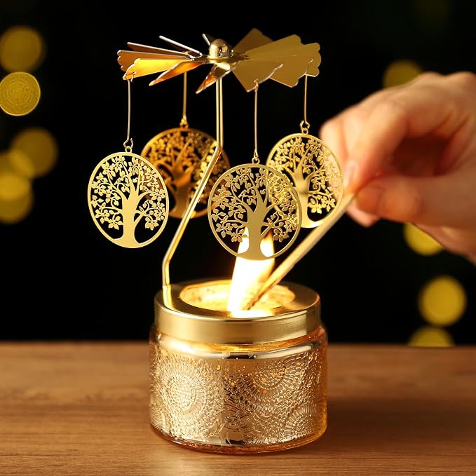 Tree of Life Rotating Candle, Gifts for Women Mom Daughter Sister Wife | Birthday Gifts for Women Friendship, Unique Scented Candle Gift for Christmas Anniversary Mothers Day