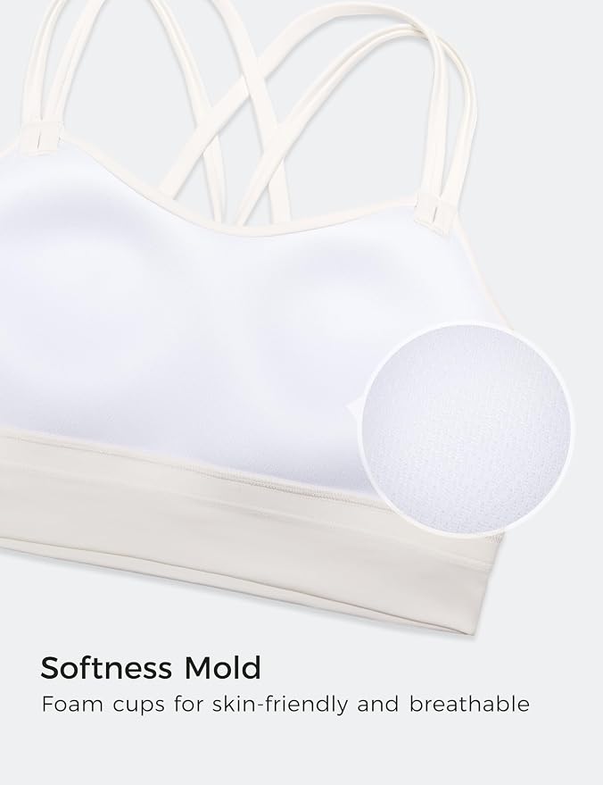 CRZ YOGA Softness Mold Butterluxe Strappy Longline Sports Bras for Women - Double Spaghetti Strap Workout Yoga Crop Top