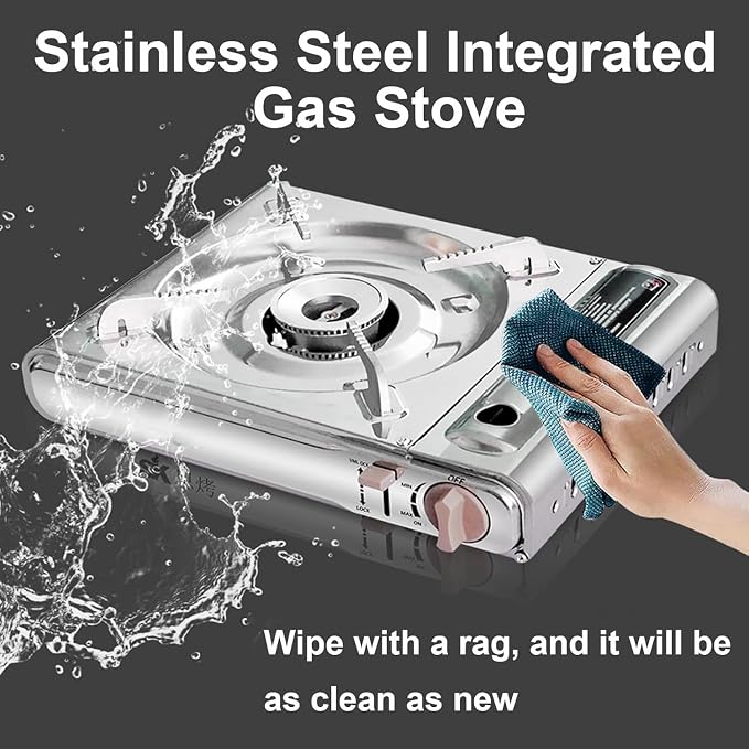 Detachable Grill Pan & Gas Stove Combo with Safety Auto-Eject | Portable Suitcase Design for Camping, Tailgating, Picnics, Indoor/Outdoor Cooking & Hot Pot